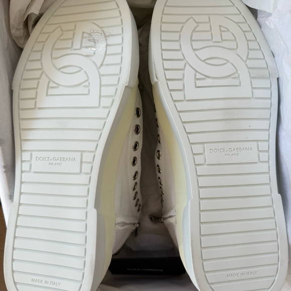 Dolce & Gabbana White and Black PORTOFINO High Top Sneakers NEW!!! - Picture 6 of 7